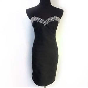 Forever 21 Black bodycon beads strapless dress M